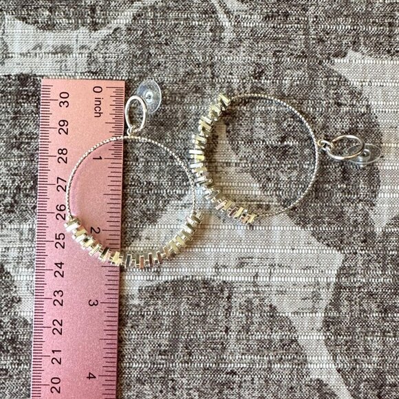 Silver-Tone Hoop Earrings By Park Lane Jewelry "Echo" Dangling Beaded Detail - Picture 3 of 7